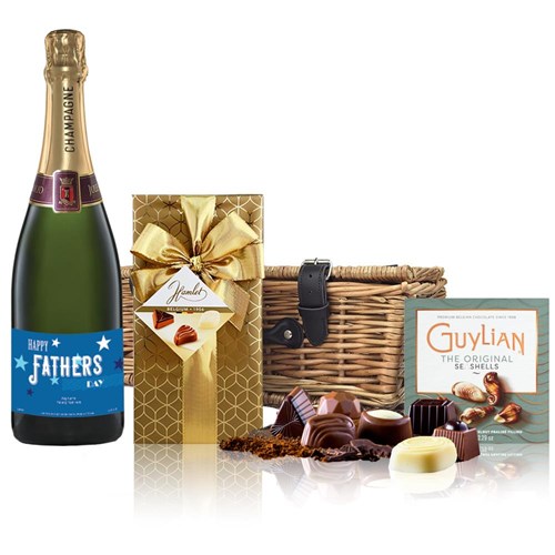 Personalised Champagne - Fathers Day Label And Chocolates Hamper